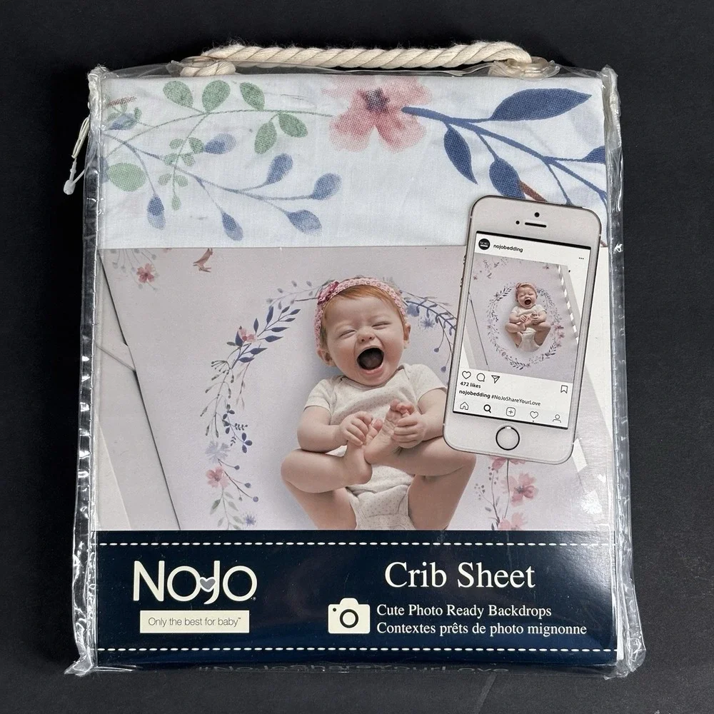 Baby Milestone Crib Sheet Floral Wreath First 12 Months White Photo Backdrop NEW